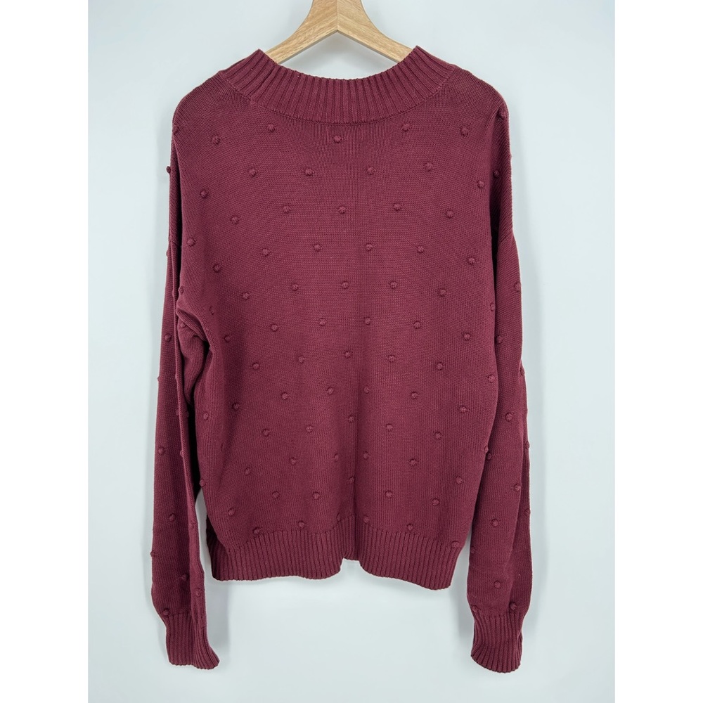Style & Co Purple Red Textured Knit Cotton Sweater